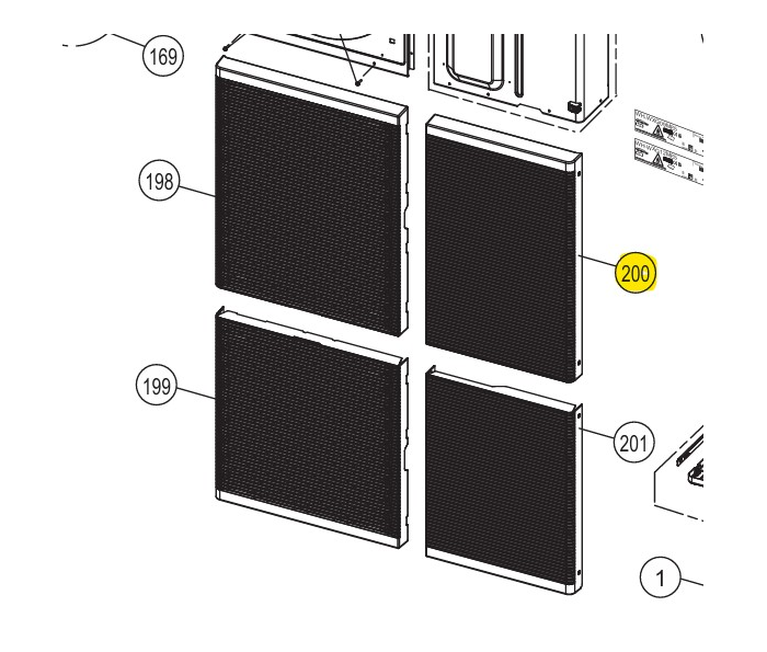 DISCHARGE GRILLE (Haut - Droit) - Référence ACXE20C09390